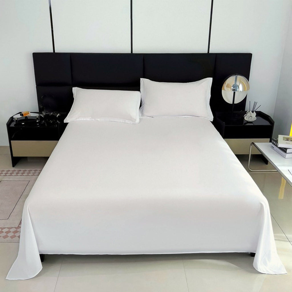 Cooling Sateen Color Twin Size Flat Sheet - Hotel Quality Top Flat Bed Sheet Only, Ultra Soft, Comfy, Breathable & Cooling - Fade & ... - Luxury Bed Sheet Set with Deep Pockets Detail