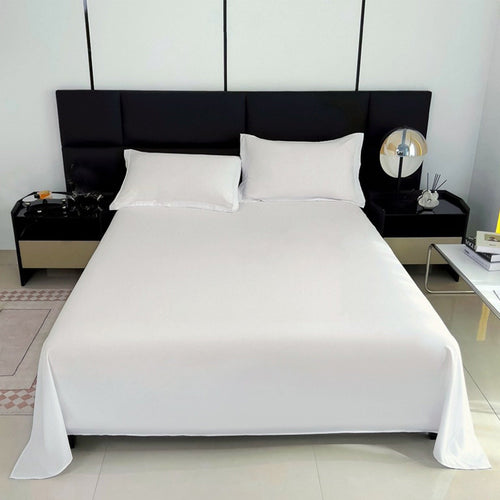 Cooling Sateen Color Twin Size Flat Sheet - Hotel Quality Top Flat Bed Sheet Only, Ultra Soft, Comfy, Breathable & Cooling - Fade & ... - Luxury Bed Sheet Set with Deep Pockets Detail