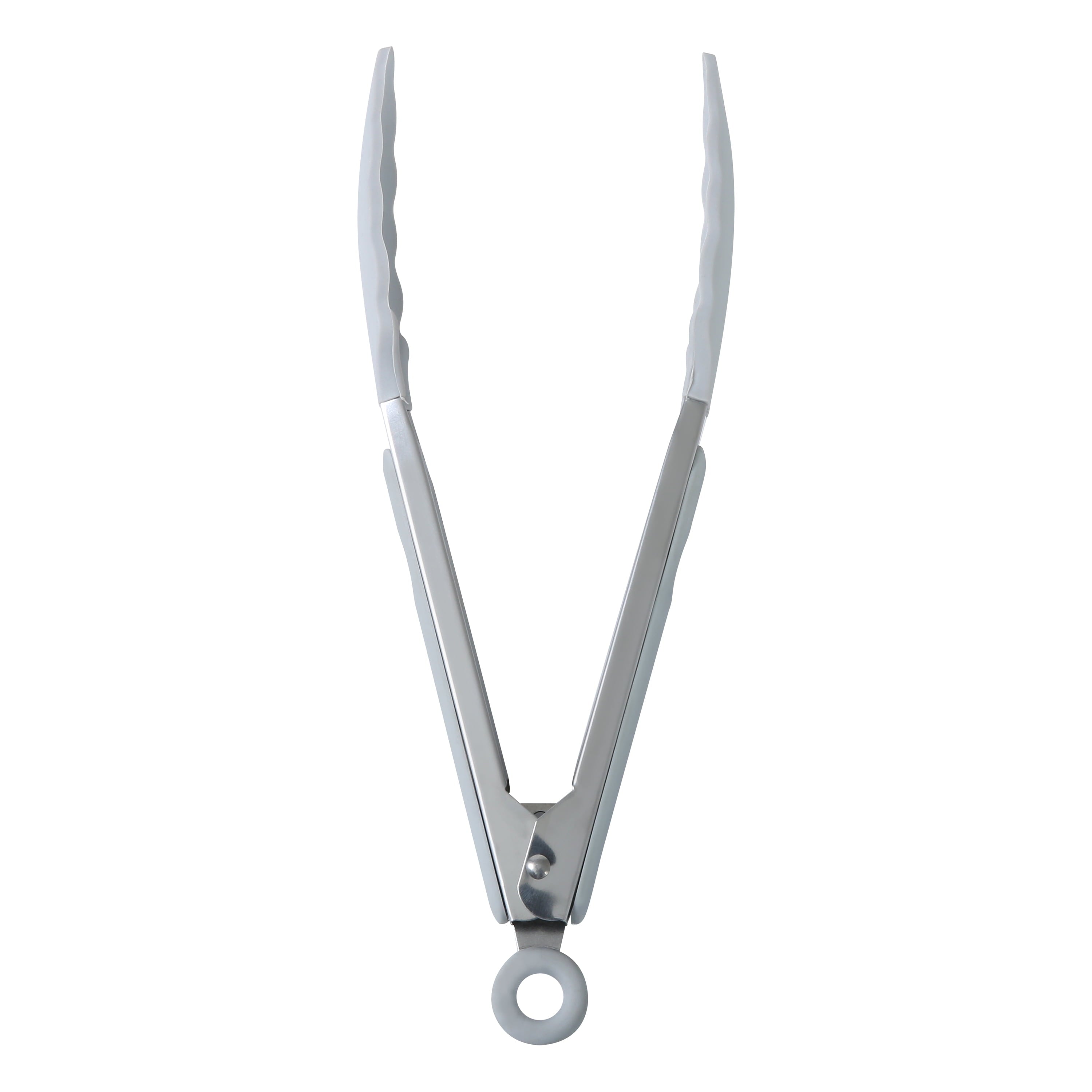 Heavy Duty 9" Stainless Steel and Silicone Locking Tongs, Soft Grip Handle, Grey Flannel - High-Precision Culinary Tool for Baking & Cooking Detail