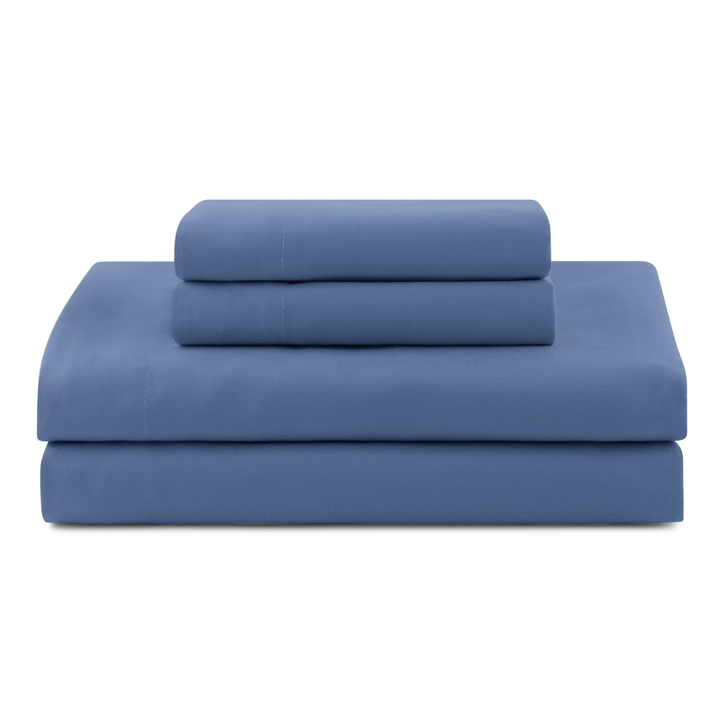 Hypoallergenic Cloud All in One Reversible Comforter and Sheet Set- 7 Piece, Queen, Blue Pinstripe - Hypoallergenic Ultra-Fluffy Quilt for Winter Detail