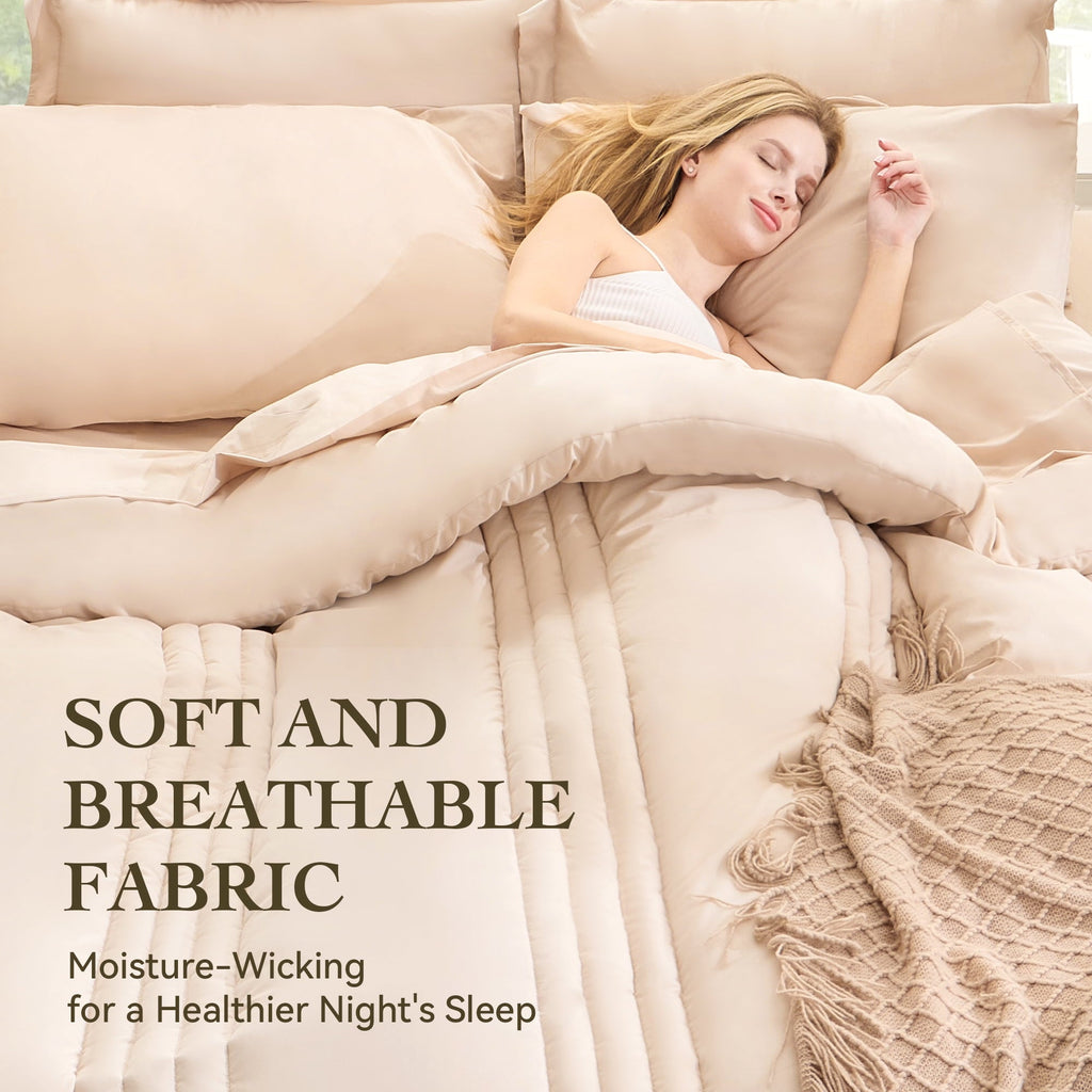 All-Season Twin Comforter Set 5 Pieces,Bed in a Bag, Bedding Set with Comforter,Fitted Sheet,Flat Sheet,Pillowcase, All Season - All-Season Down Alternative Comforter Insert Detail
