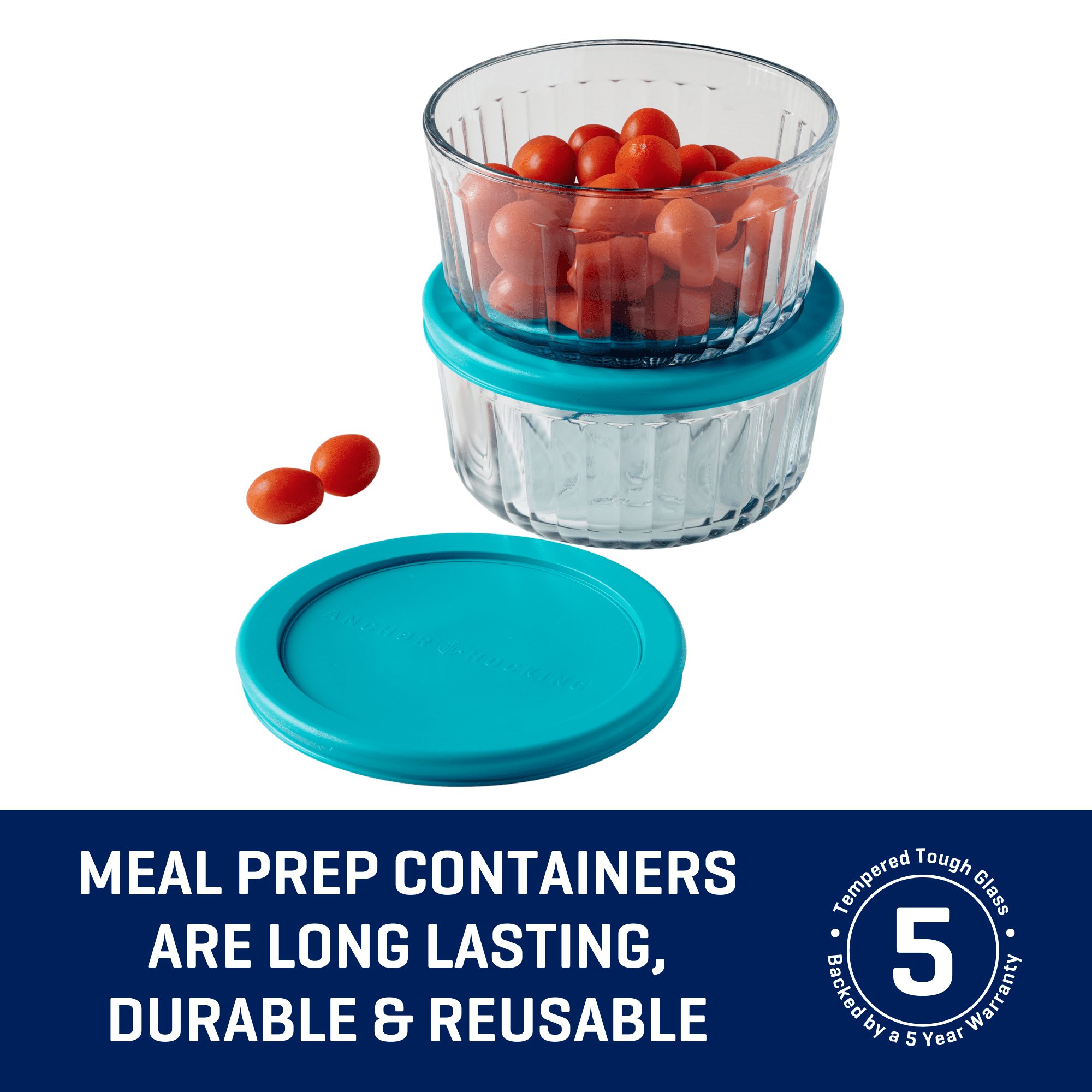 Fun Food Fidget Glass Food Storage Container with Lids, 4 Cup Round, Set of 2 - Squishy Dohnut Sweet Treat Shaped Stress Toy Detail