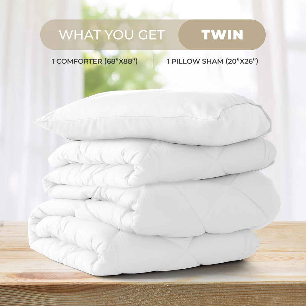 All-Season Lux Decor All-Season Comforter Sets Twin Size 2 PC, Reversible Bedding Set with Diamond Quilted Design Comforter and ... - All-Season Down Alternative Comforter Insert Detail