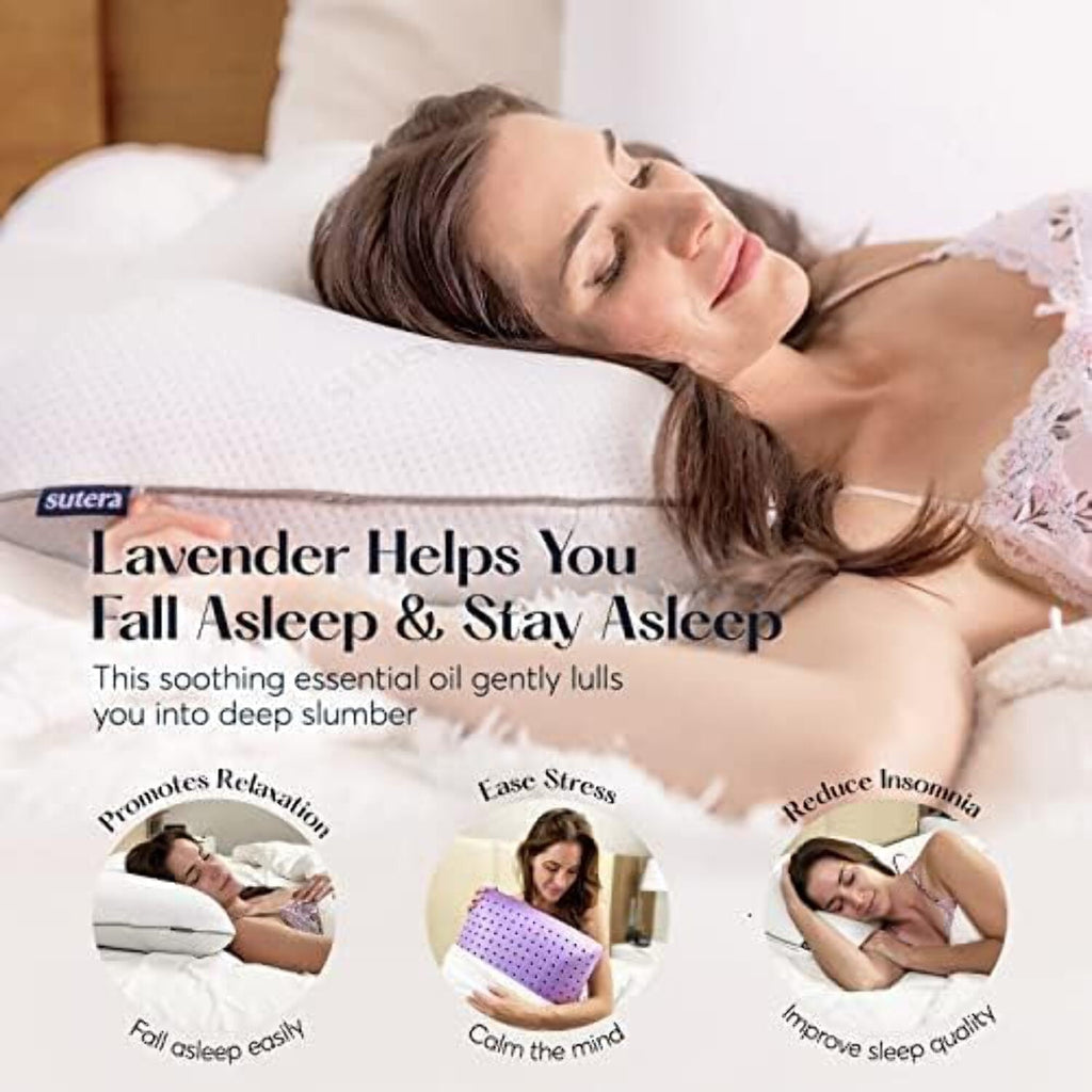 Fluffy Shredded Plush Zen Bed Pillow, Lavender Scented Cooling Adaptive Memory Foam Queen - Ergonomic Memory Foam Pillow for Neck Pain Support Detail