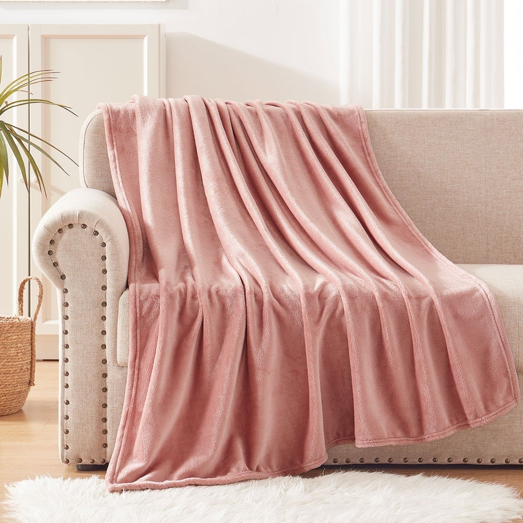 Super Soft Flannel Large Flannel Fleece Velvet Plush Throw Blanket - 50" x 70" (Pink) - Cozy Fleece Throw Blanket for Couch & Bed Detail