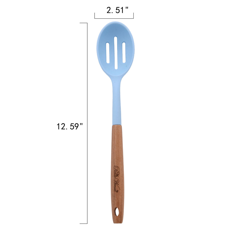 High-Precision 10-Piece Silicone and Acacia Wood Handle Cooking Utensils Set, Blue - Professional Kitchen Tool for Culinary Enthusiasts Detail