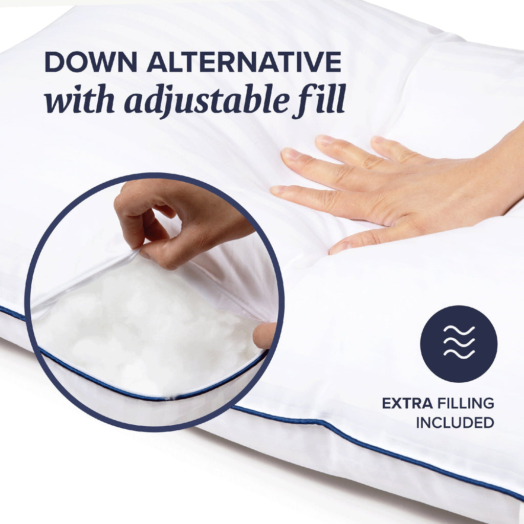Ergonomic Memory Foam Customizable Down Alternative Queen Pillow 1 Pack, Adult - Hotel Quality Plush Sleeping Pillows Detail