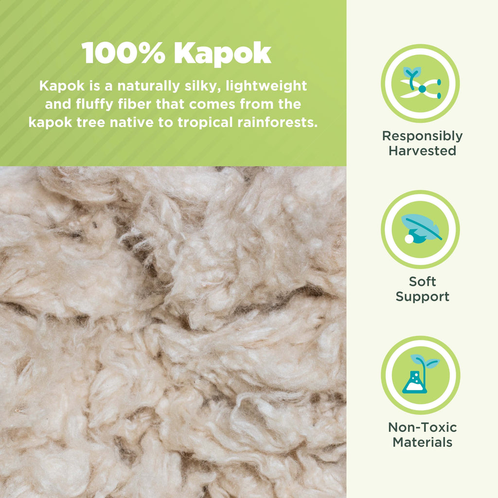 Orthopedic Support Kapok 20x26" Standard Bed Pillow – Organic Cotton Fabric Soft Sleeping Pillow - Made in USA - Decorative Throw Pillow Cushion for Sofa & Bed Detail