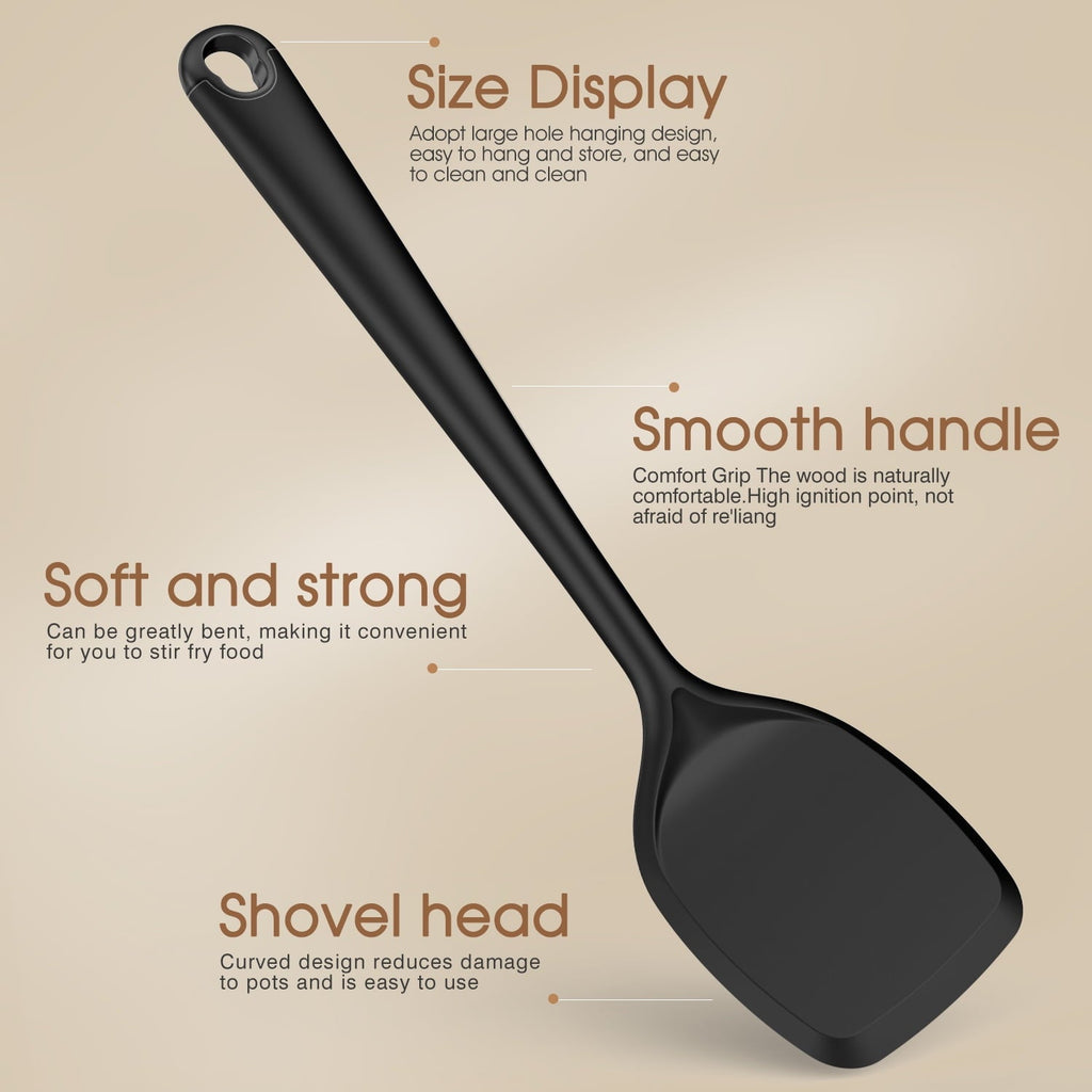 Seamless One-Piece Silicone Kitchen Utensils Set, 600°F Heat Resistant Silicone Cooking Utensils, Spatula, Spoon, Whisk, Tongs, Kitchen ... - Heat-Resistant Silicone Cooking Spatula Turner Detail
