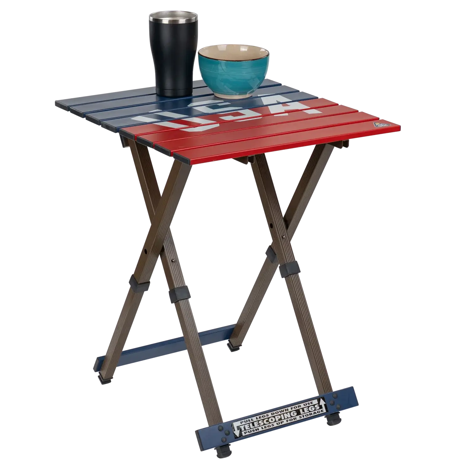 Slim-Fold Compact Camp Table 20 - USA Anniversary Deluxe - Choice 757 - Multi-Functional Heavy-Duty Grilling Table Counter Detail