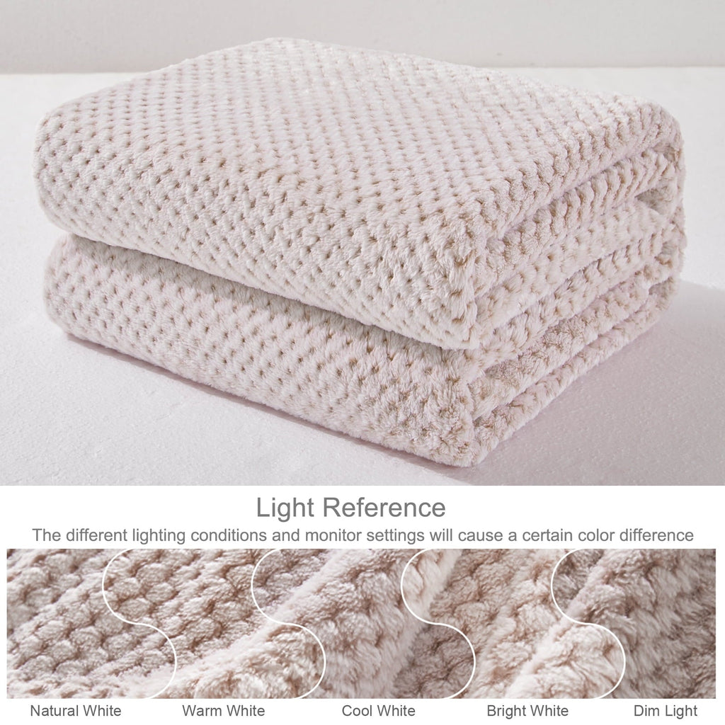 Lightweight Warm Waffle Textured Mixed Camel Fleece Blanket, Super Soft and Warm 50"x70" Throw Blanket for Couch, Cozy, Fuzzy and Ligh... - Cozy Fleece Throw Blanket for Couch & Bed Detail