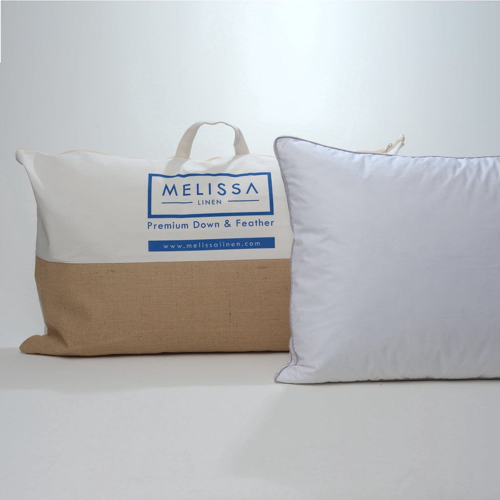 Orthopedic Support Linen Premium Goose Down Feather Pillow for Bed, Soft & Supportive, Standard Size, White - Decorative Throw Pillow Cushion for Sofa & Bed Detail