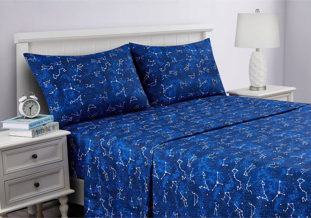 Ultra-Soft Kids Soft Microfiber Sheet Set, Navy Blue Stars, Full, 4 Pieces, Easy Care - Cooling Hotel Quality Bedding Sheets and Pillowcases Detail