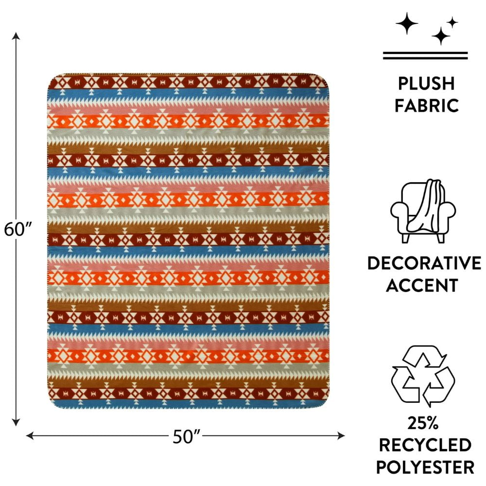 Reversible Sherpa Stripe Fleece Throw - Lightweight Plush Warm Blanket for All Seasons Detail
