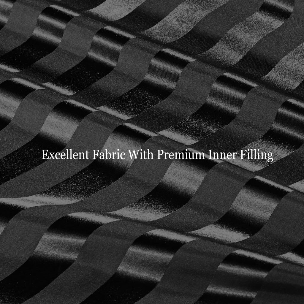 Luxurious Quilted 3-Piece Reversible Silky Soft King Size Comforter Set, Luxury Stripe Satin Oversized Comforter Bedding Set with 2 Sat... - Hypoallergenic Ultra-Fluffy Quilt for Winter Detail