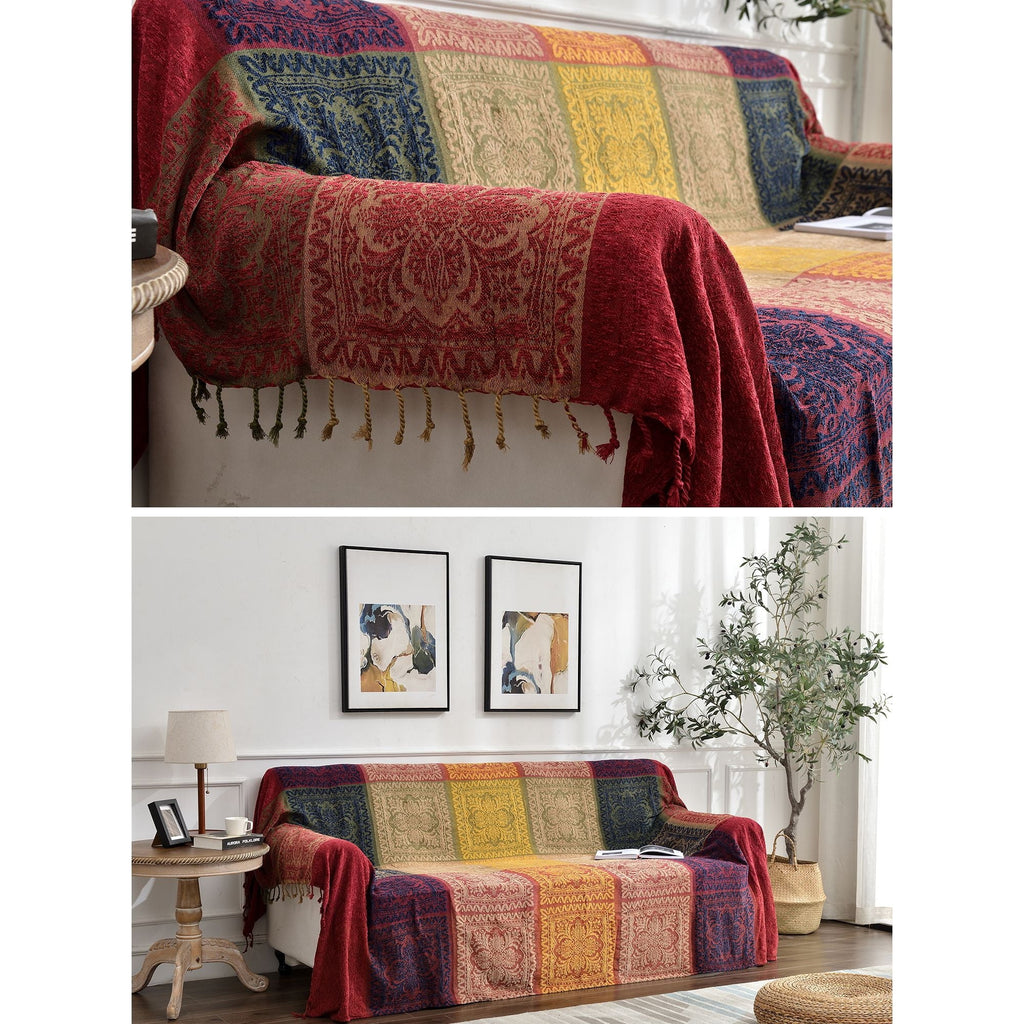 Super Soft Flannel 75x60 Inch Machine Wash Boho Tribal Throws Blankets Colorful Bohemian Hippie Chenille Throw Covers Couch Furniture So... - Cozy Fleece Throw Blanket for Couch & Bed Detail