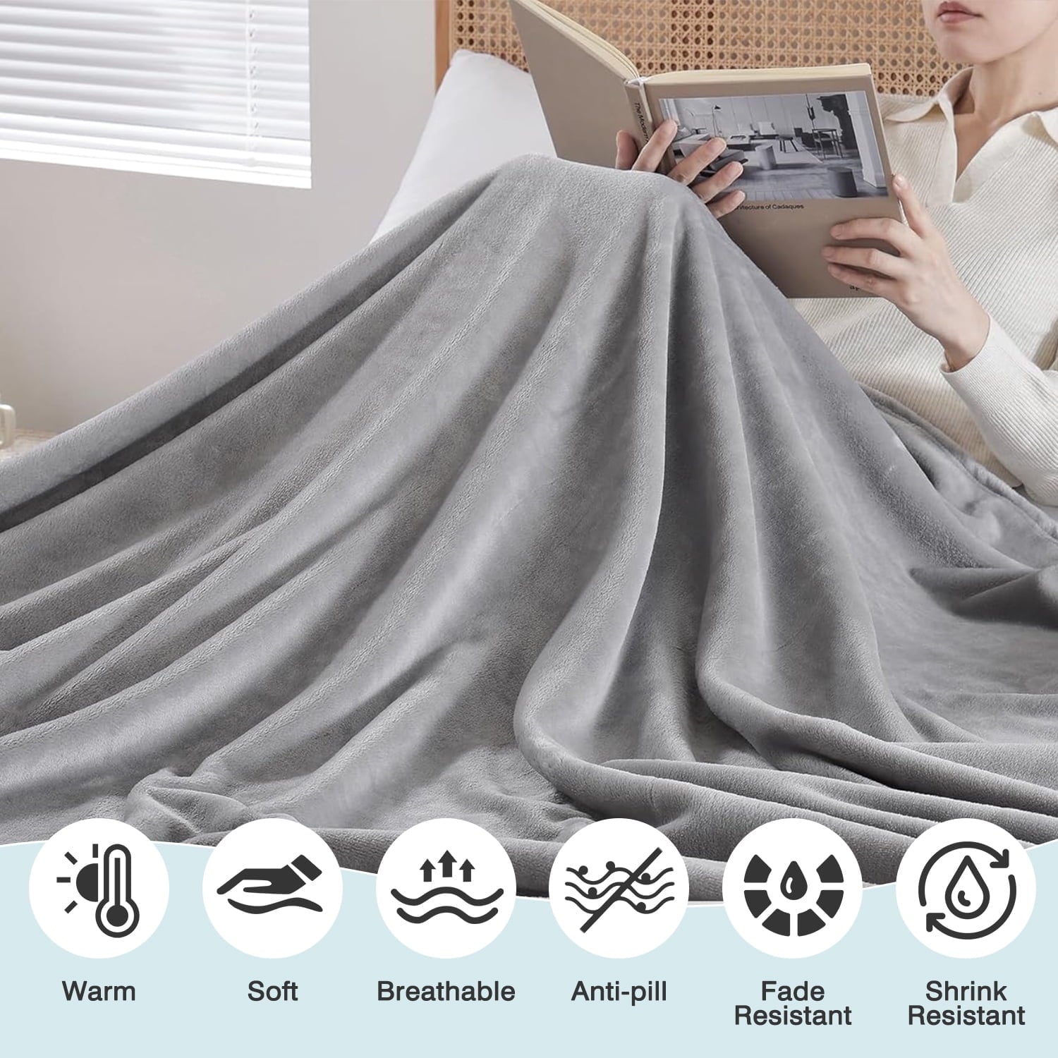 Super Soft Flannel Twin Size Blanket for Bed, 60x80inch Super Cozy Soft Bed Blanket for Sleep Snap, Lightweight Reversible Blankets and ... - Cozy Fleece Throw Blanket for Couch & Bed Detail