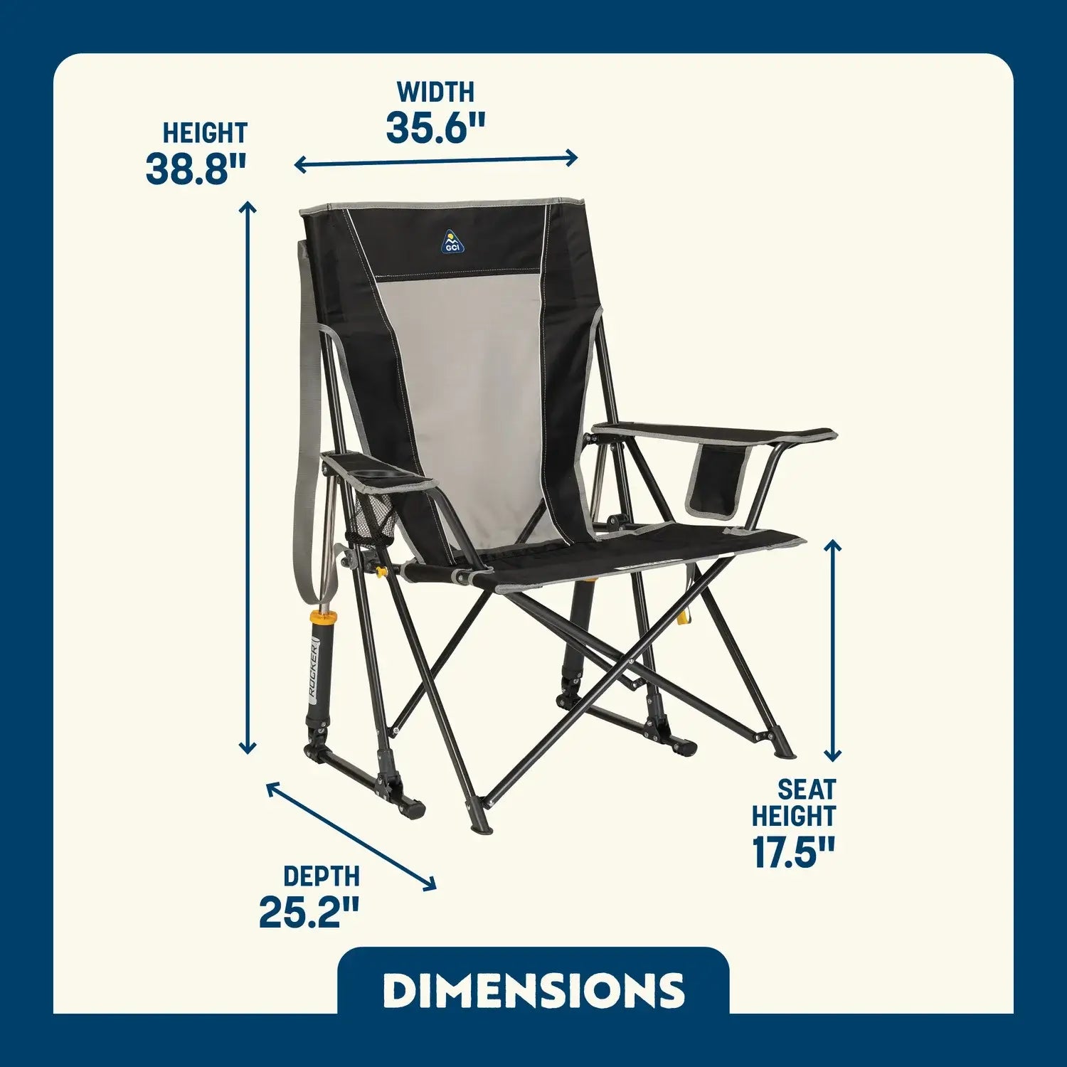 Luxury Camp Comfort Pro Rocker - Choice 375 - RoadTrip Rocker Smooth Motion Camp Chair Detail