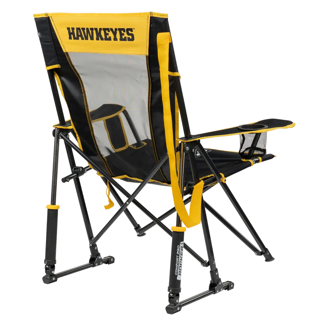Heavy-Duty Freestyle College Comfort Pro Rocker - Iowa Hawkeyes - Choice 249 - RoadTrip Rocker Smooth Motion Camp Chair Detail
