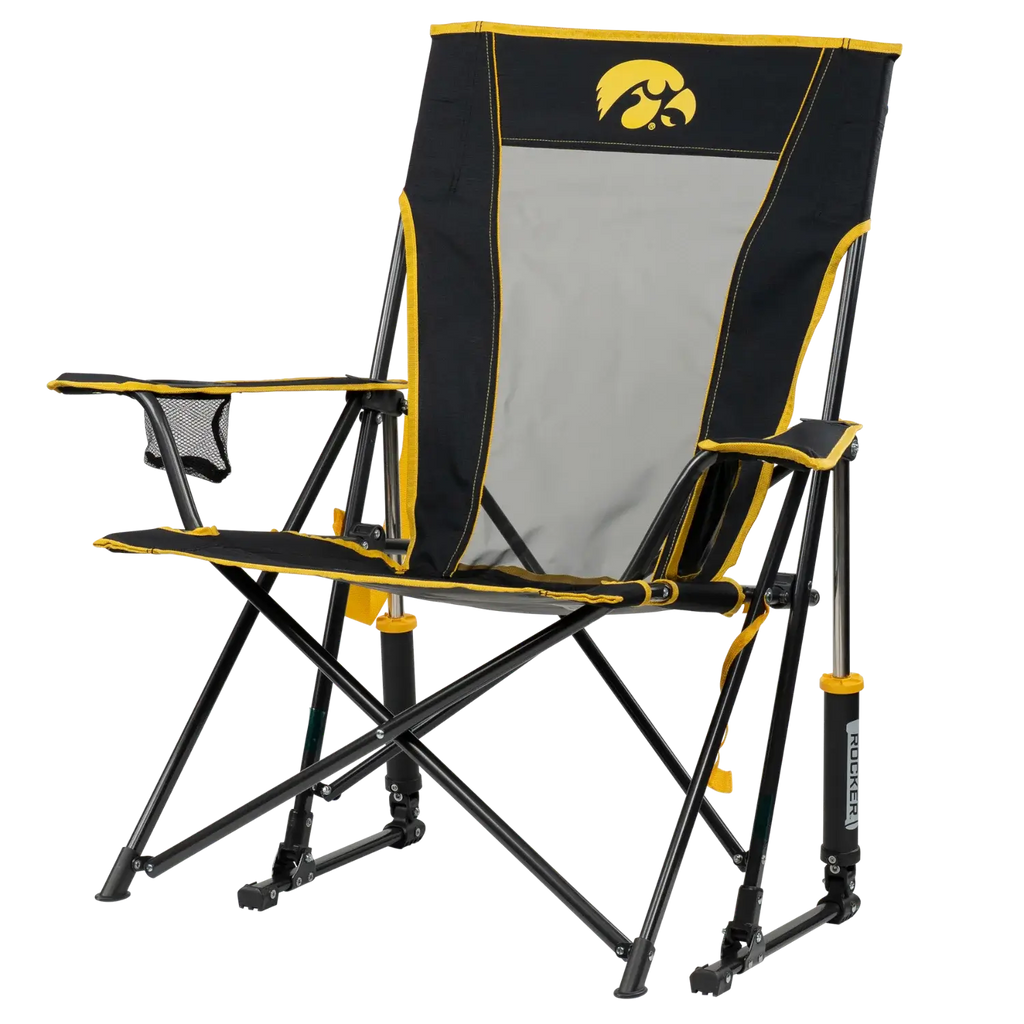 Heavy-Duty Freestyle College Comfort Pro Rocker - Iowa Hawkeyes - Choice 249 - RoadTrip Rocker Smooth Motion Camp Chair Detail