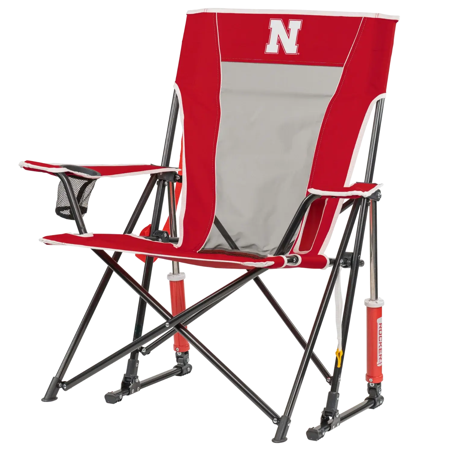 Patented Spring-Action College Comfort Pro Rocker - Nebraska Cornhuskers - Choice 161 - Patented Spring-Action Rocking Chair for Camping Detail