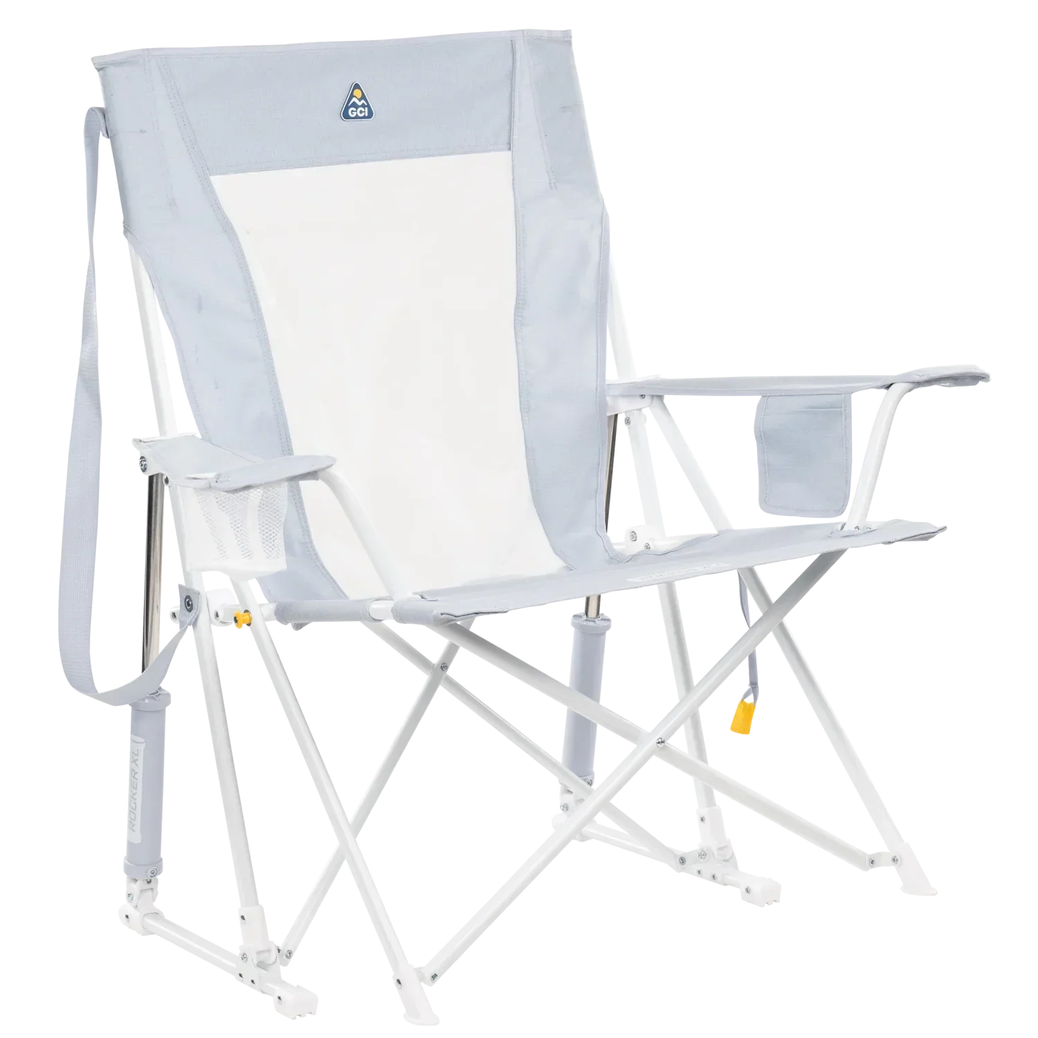 Patented Spring-Action Comfort Pro Rocker XL - Choice 107 - Heavy-Duty Kickback Rocker with Beverage Holder - Heathered Light Blue