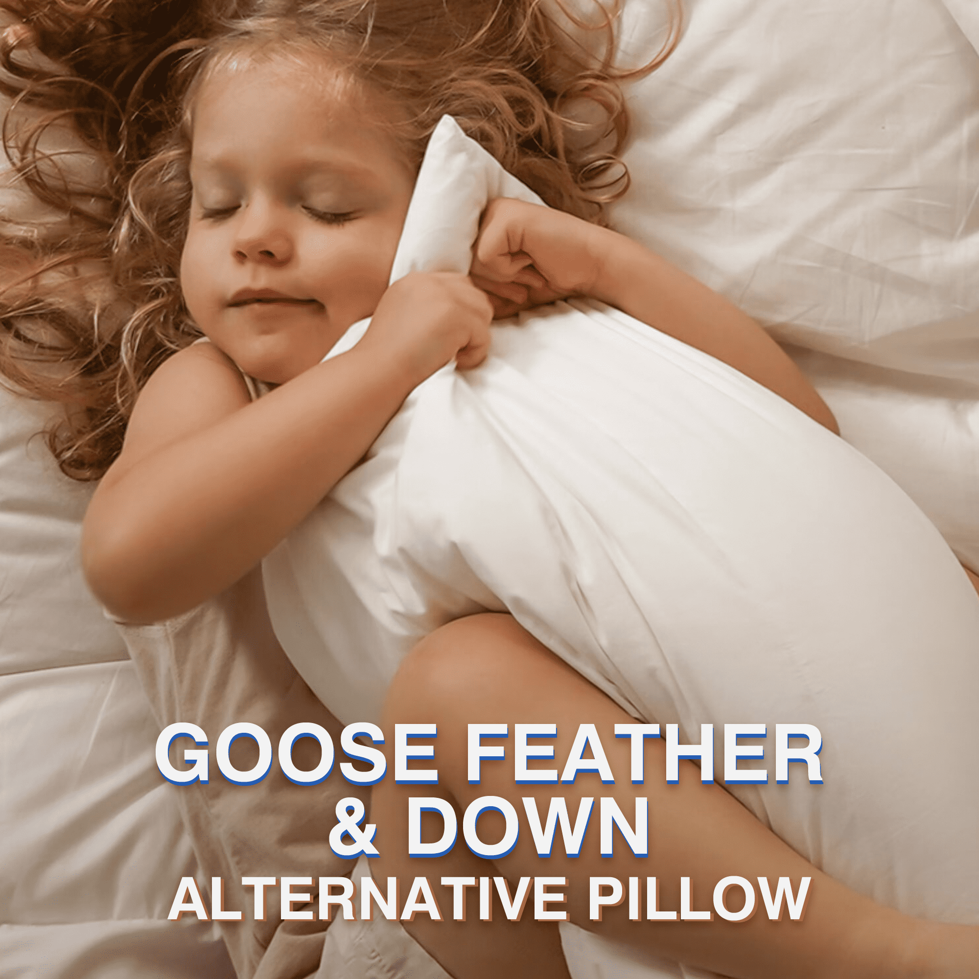 Orthopedic Support Goose Feather and Down Pillows Queen Size Set of 2 Luxury Hotel Bed Pillows with Cotton Cover - Ergonomic Memory Foam Pillow for Neck Pain Support Detail