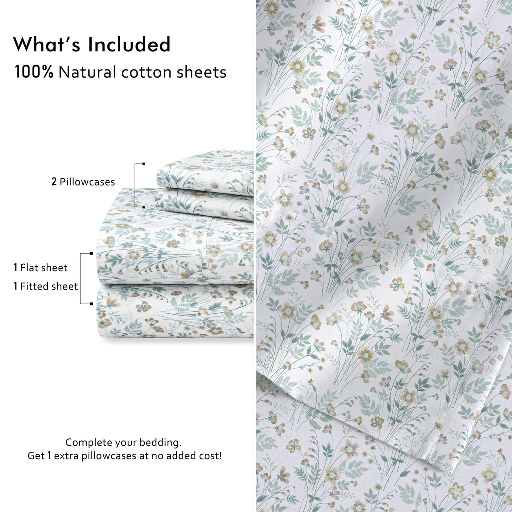 Breathable Luxury 6 Pcs Cotton Sheets - 100% Natural Cotton Soft, Lightweight & Breathable Crispy Percale Bed Sheets, King Size Sheets ... - Premium Ultra-Soft Pillowcase Pair for Sleeping Detail