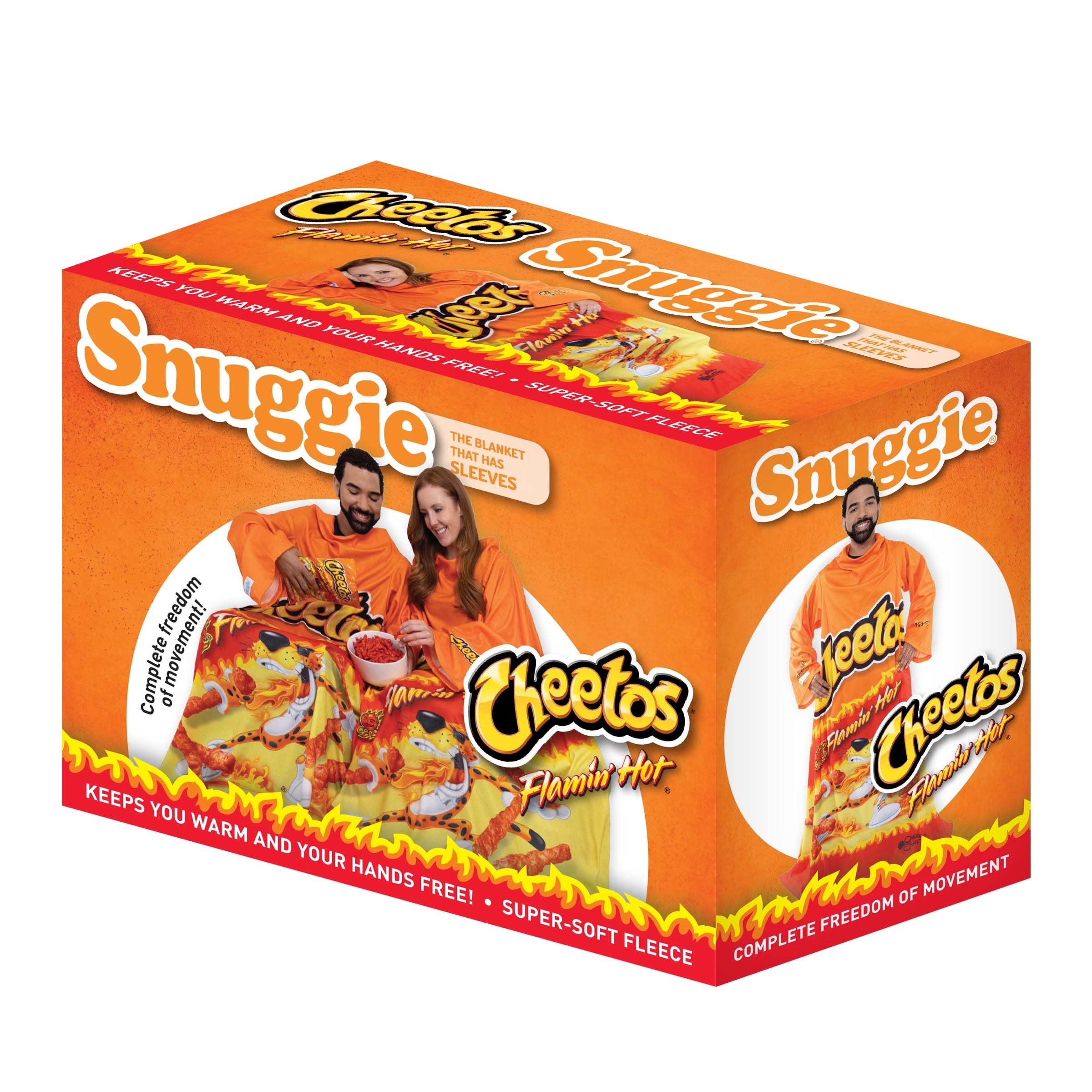 Reversible Sherpa Cheetos Flaming Hot Wearable Blanket - Luxury Knitted Decorative Throw Blanket with Fringes Detail