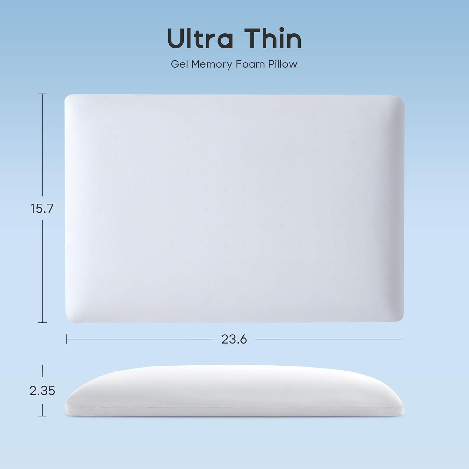 Decorative Plump Ultra Thin Cooling Memory Foam Pillows, Summer Bed Pillows for Back, Stomach or Side Sleepers, Flat Pillow with Washa... - Hotel Quality Plush Sleeping Pillows Detail