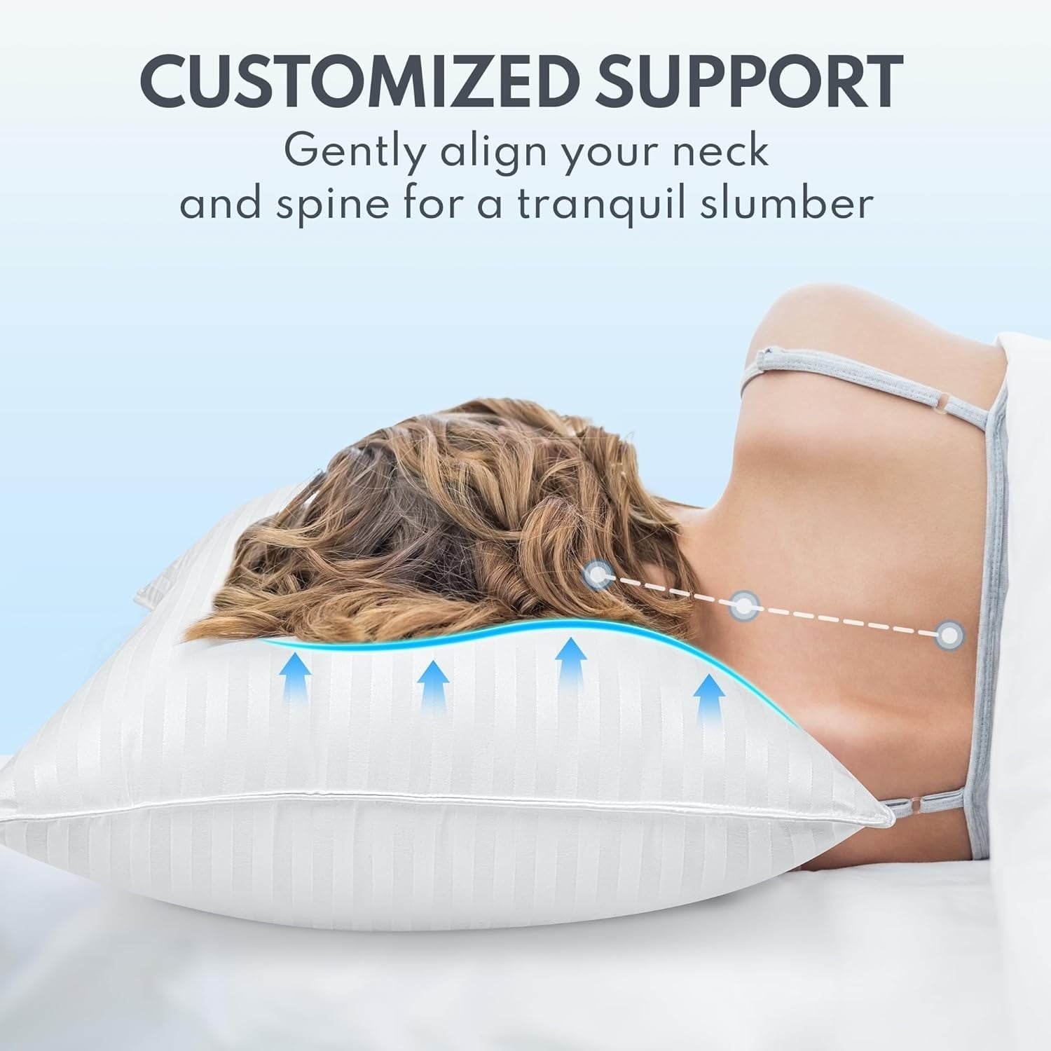Orthopedic Support Pillow for Beds 2 Pack Queen Size Pillows Set of 2 Hypoallergenic Hotel Down Alternative Pillow for Side and Back Sle... - Ergonomic Memory Foam Pillow for Neck Pain Support Detail