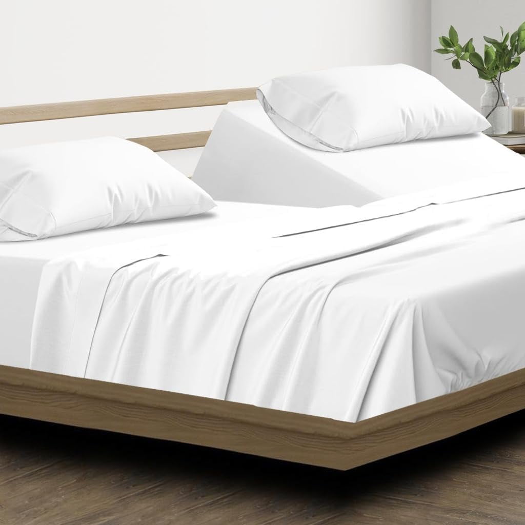 Premium Egyptian Cotton Top Split King 100% Egyptian Cotton 1000 Thread Count, Adjustable Beds -Top Split King Sheets Sets (4 Pcs) Split Down... - Cooling Hotel Quality Bedding Sheets and Pillowcases Detail