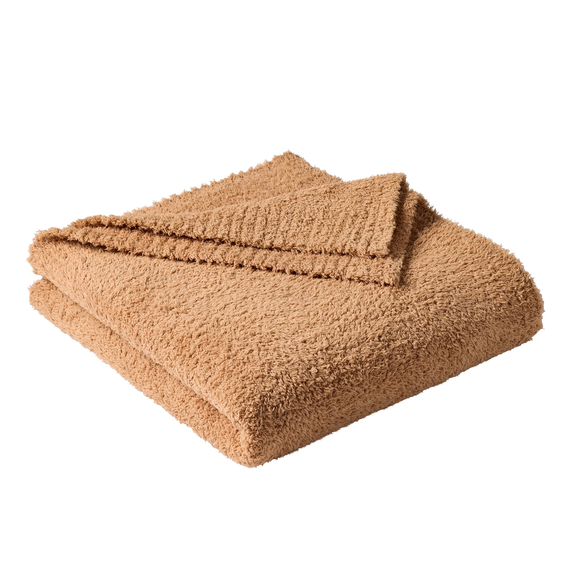 Lightweight Warm Cozy Knit Throw, Dark Caramel, 50x72" - Cozy Fleece Throw Blanket for Couch & Bed Detail