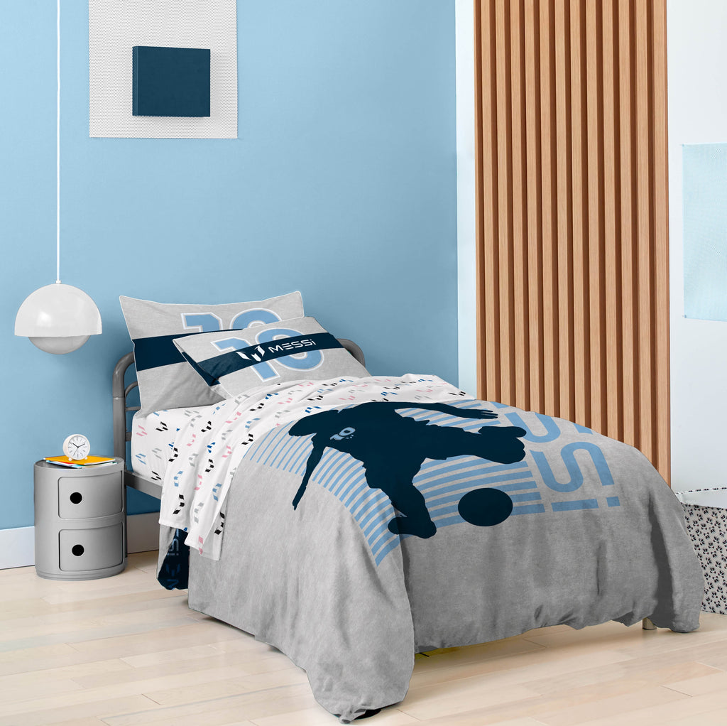 Heavyweight Warmth Kids 2 Piece Grey Reversible Comforter and Pillowcase Set, Twin/Full - All-Season Down Alternative Comforter Insert Detail