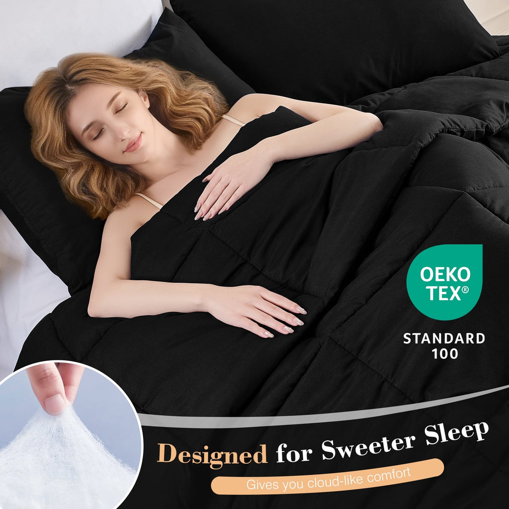 Heavyweight Warmth Queen Size Comforter Sets, 3 Piece Soft Quilted Bedding Sets, All-Season Down Alternative Comforter with 2 Pillow Sha... - Luxurious Quilted Duvet Cover Set Detail
