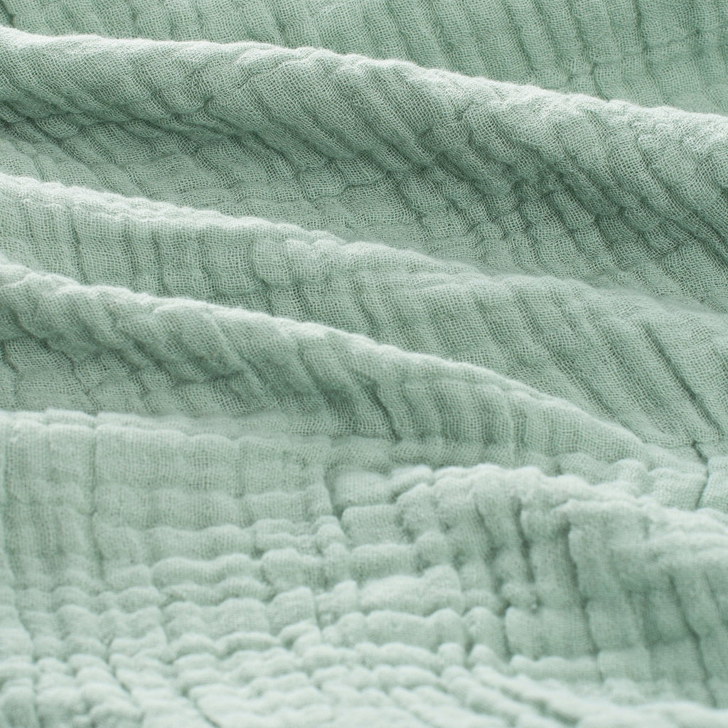 Lightweight Warm 100% Cotton Muslin Throw Blanket Gauze Blankets for Adults Soft Throws for Bed and Couch, 50" x 70" Sage Green - Luxury Knitted Decorative Throw Blanket with Fringes Detail