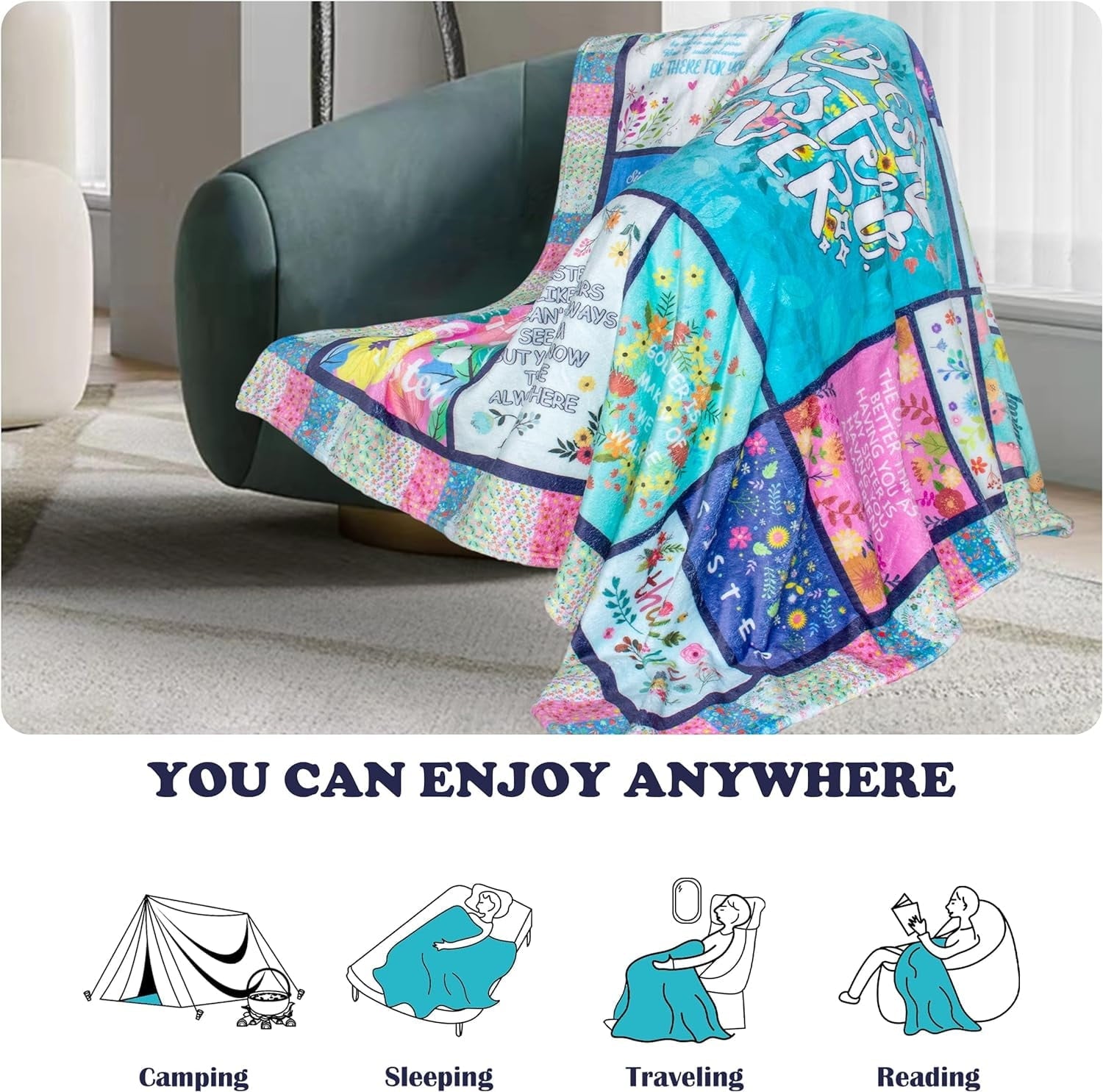 Lightweight Warm Sister Gifts Blanket for Birthday, Mother's Day, Christmas - Big Sister Gift Ideas - Lightweight Plush Warm Blanket for All Seasons Detail