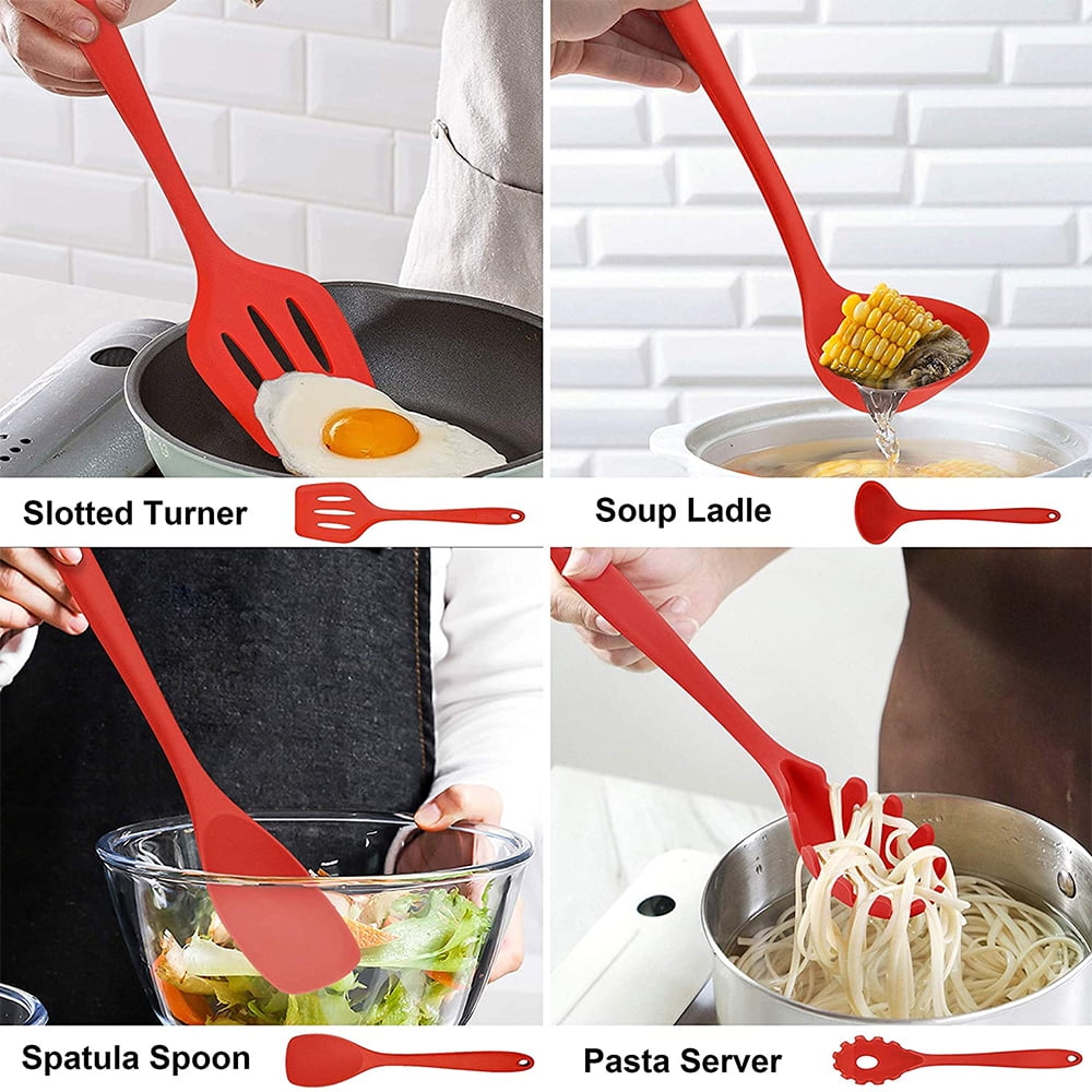 Heavy Duty 14 Pcs Cooking Utensils Set with Holder, Heat Resistant Silicone Kitchen Cookware Utensils Set, Kitchen Cooking Tools... - Professional Kitchen Tool for Culinary Enthusiasts Detail