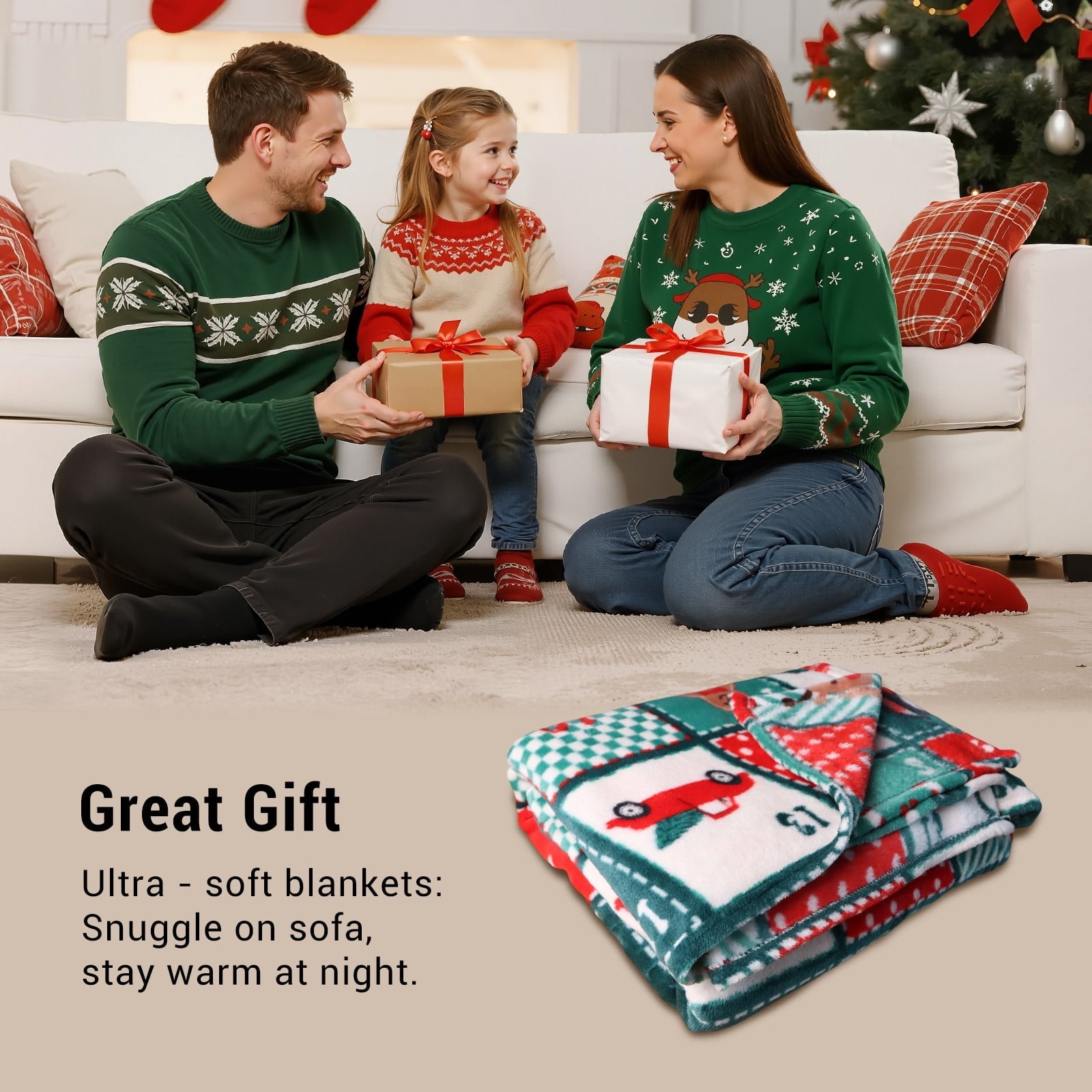 Decorative Knitted Cozy Blanket Printed Blanket Throw Christmas Blanket - 300 GSM Fleece Blanket Throw Size Blanket for Home Decoration,... - Luxury Knitted Decorative Throw Blanket with Fringes Detail