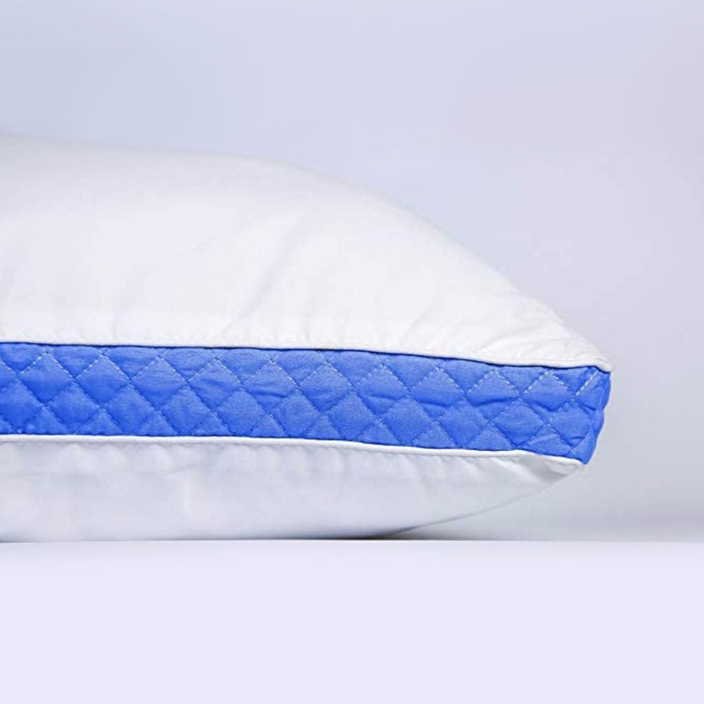 Hotel Collection Gusseted Quilted King Size Bed Pillows Set of 2, Blue Bed Pillows for Side Sleepers and Back Sleepers - Ergonomic Memory Foam Pillow for Neck Pain Support Detail