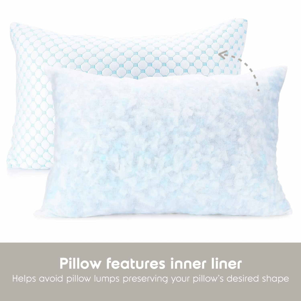 Hotel Collection Cooling Pillows for Bed, Memory Foam Bed Pillow, Queen Pillows 20” X 28”, 2 Pack - Ergonomic Memory Foam Pillow for Neck Pain Support Detail
