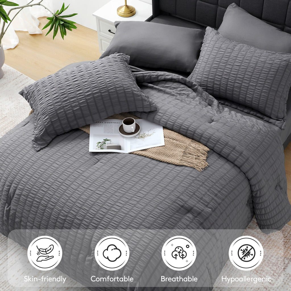 Hypoallergenic Cloud 7 Piece Queen Comforter Set, Bed in a Bag with Sheets, Pillowcases & Shams, All Season Soft Bedding, Cozy and Lightwe... - Hypoallergenic Ultra-Fluffy Quilt for Winter Detail