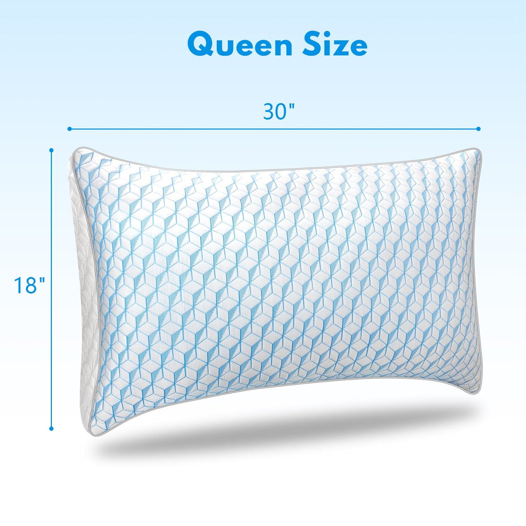 Orthopedic Support Bed Pillows, Pillows for Bed Queen Size 2 Pack, Premium Down Alternative Luxury Hotel Pillows Set of 2, Cooling Pillo... - Orthopedic Shredded Foam Bed Pillow Set Detail