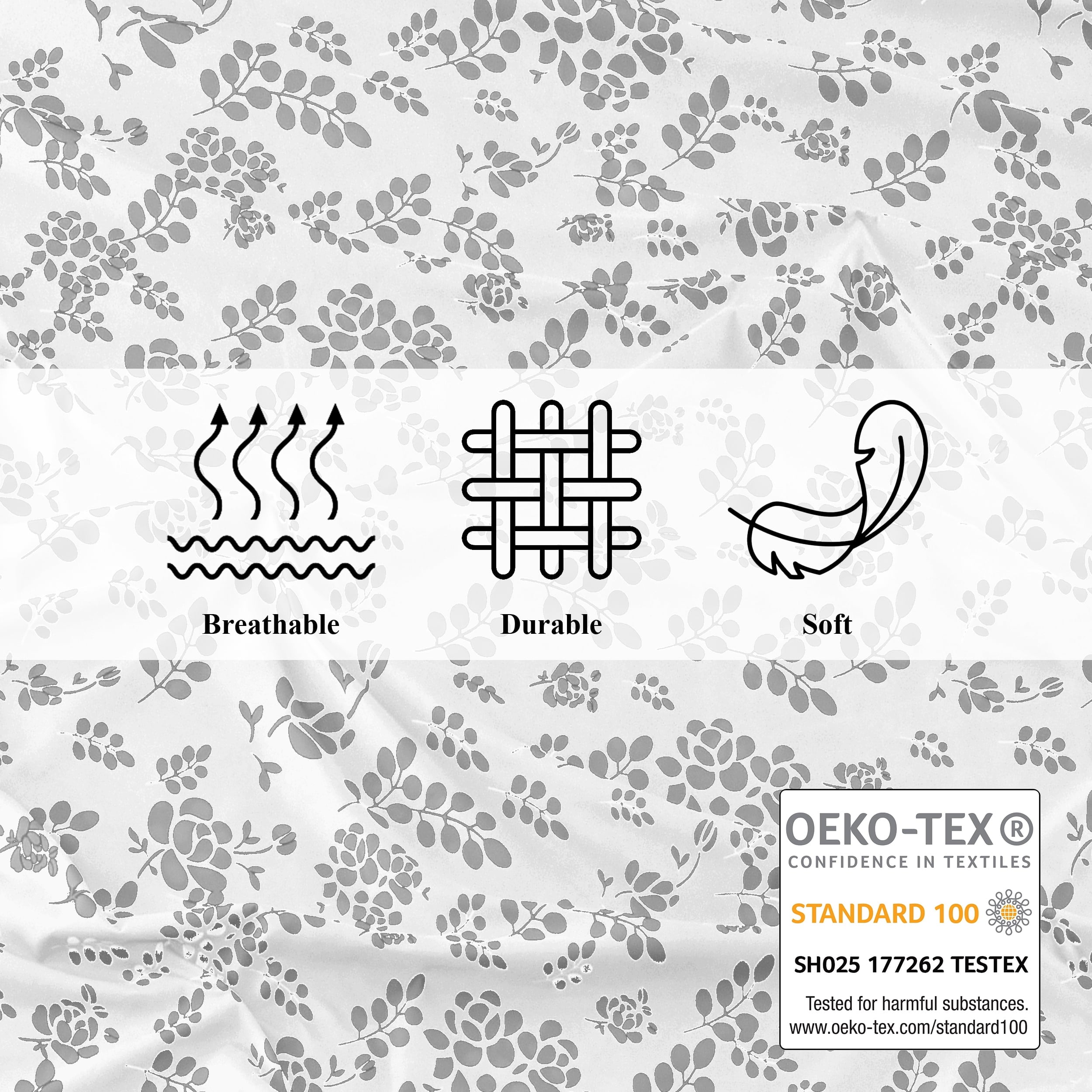 Ultra-Soft Lux Decor Twin Microfiber Bed Sheets - 3 Piece Floral Sheet Set, Soft Breathable Bedding, Wrinlkle Resistant, OEKO-TE... - Luxury Bed Sheet Set with Deep Pockets Detail