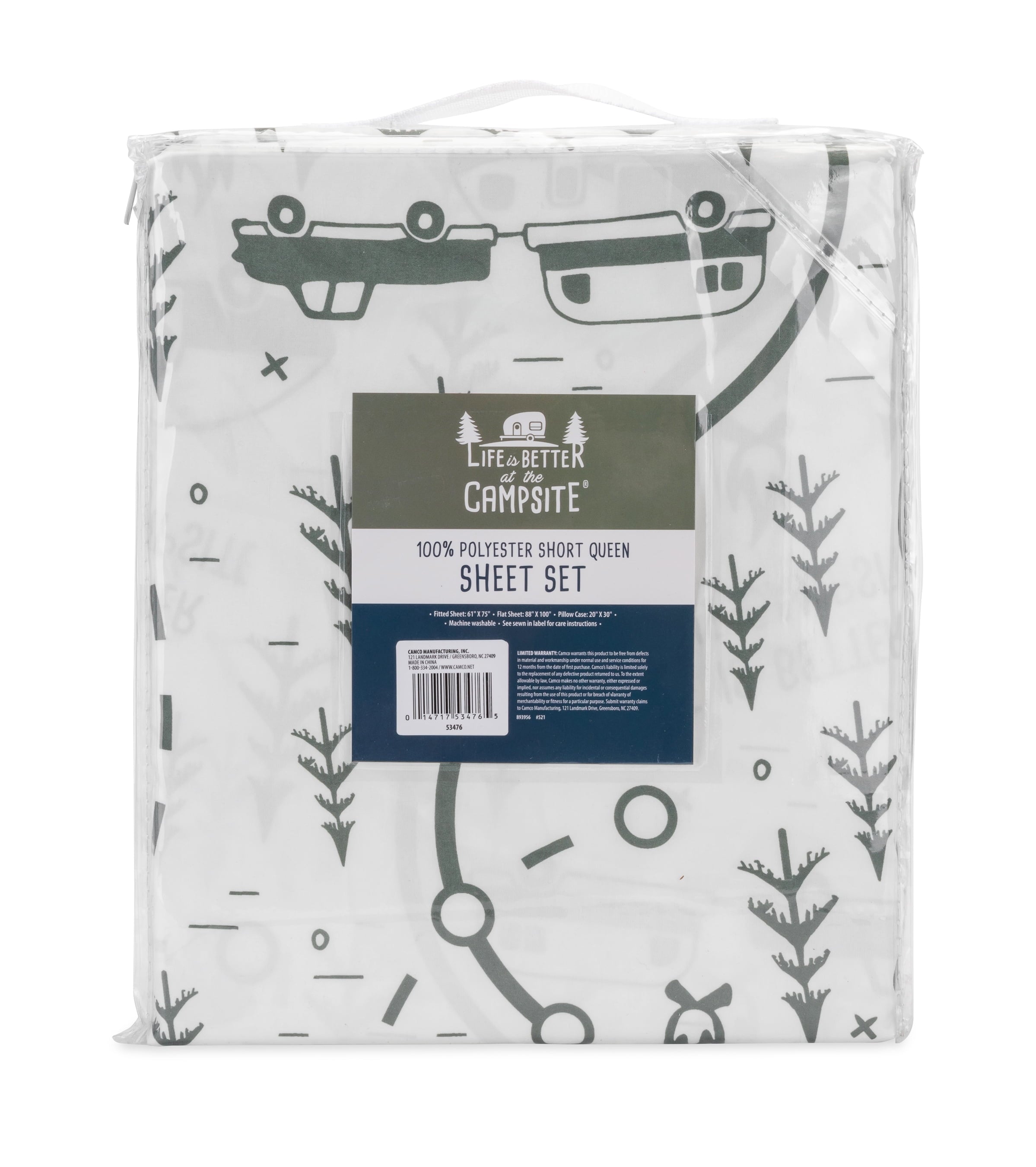 Ultra-Soft RV Queen Bed Sheet Set, Green Map, Polyester (53476) - Premium Ultra-Soft Pillowcase Pair for Sleeping Detail