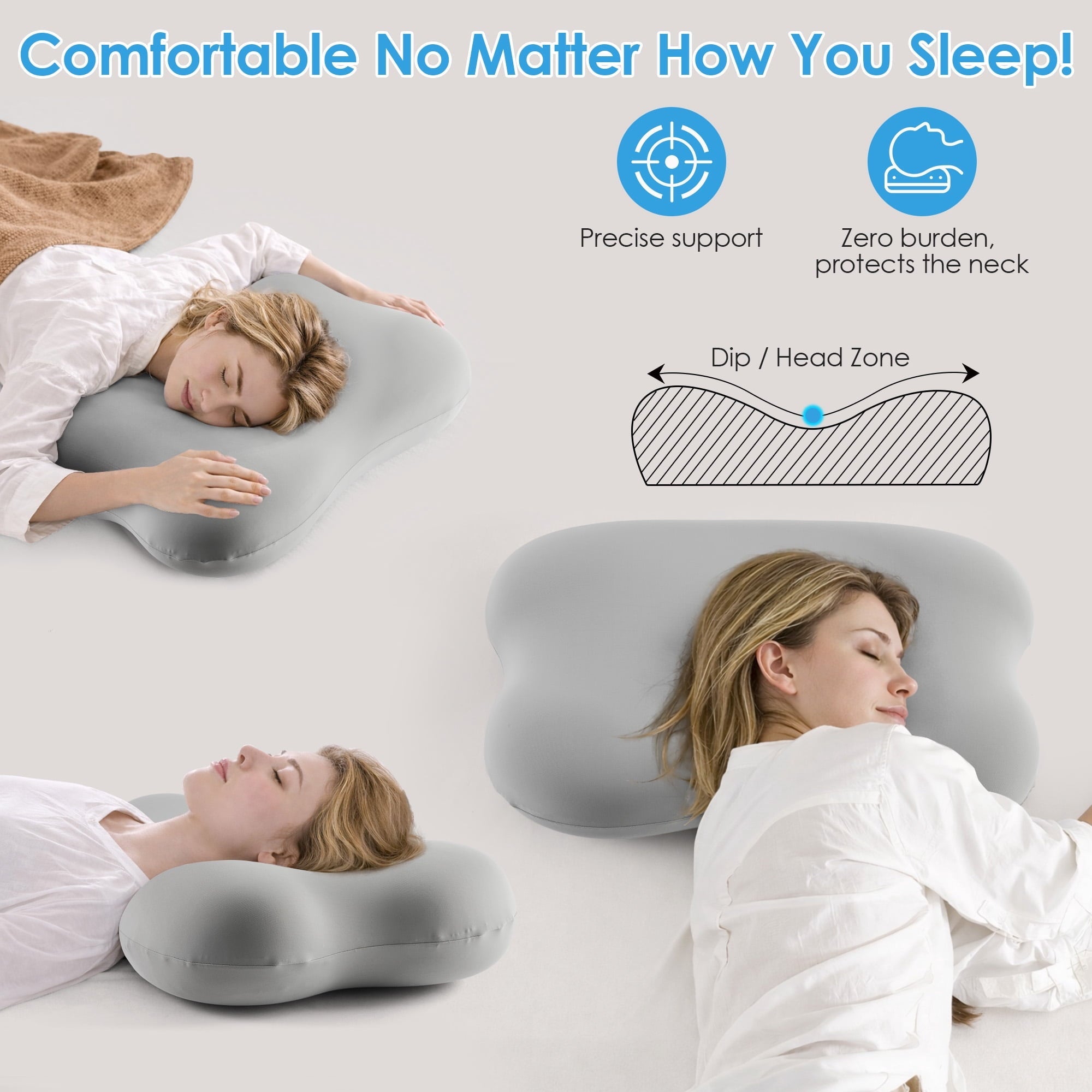 Orthopedic Support Cervical Pillow Orthopedic Cervical Pillow for Neck Pain Relief, Memory Foam Bed Pillow with Pillowcase, Contour Bed ... - Orthopedic Shredded Foam Bed Pillow Set Detail