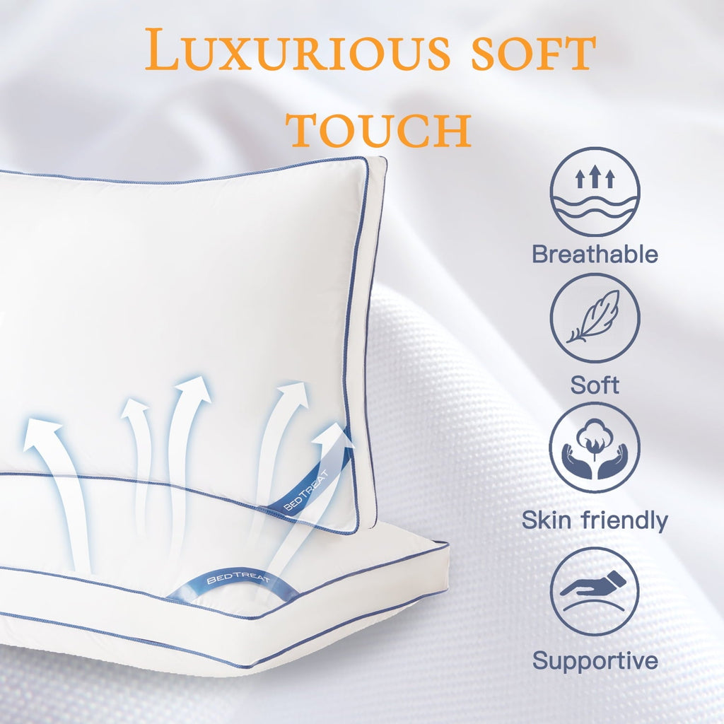 Orthopedic Support Goose Down Feather Pillows Queen Size Set of 2, Luxury Soft Hotel Quality pillows for Sleeping, Organic Cotton Cover ... - Ergonomic Memory Foam Pillow for Neck Pain Support Detail