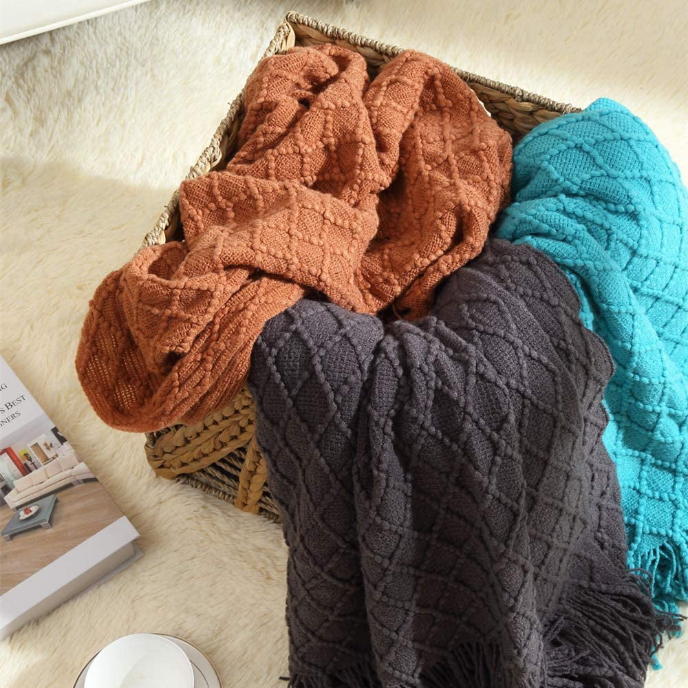 Super Soft Flannel Home Decor Rustic Couch Sofa Chair Bed Throw Blanket, Soft Warm Light Weight in Spring Summer (50''X60'' Brown) - Super Soft Reversible Sherpa Flannel Blanket Detail