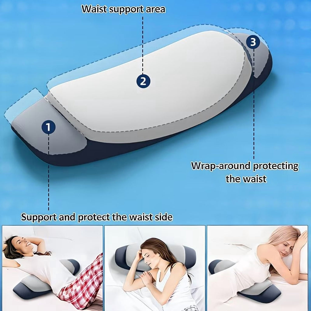 Ergonomic Memory Foam Lumbar Support Pillow for Bed, Memory Foam Ergonomic Lower Back Support Waist Pillow for Side Back and Stomach Sleepe... - Decorative Throw Pillow Cushion for Sofa & Bed Detail
