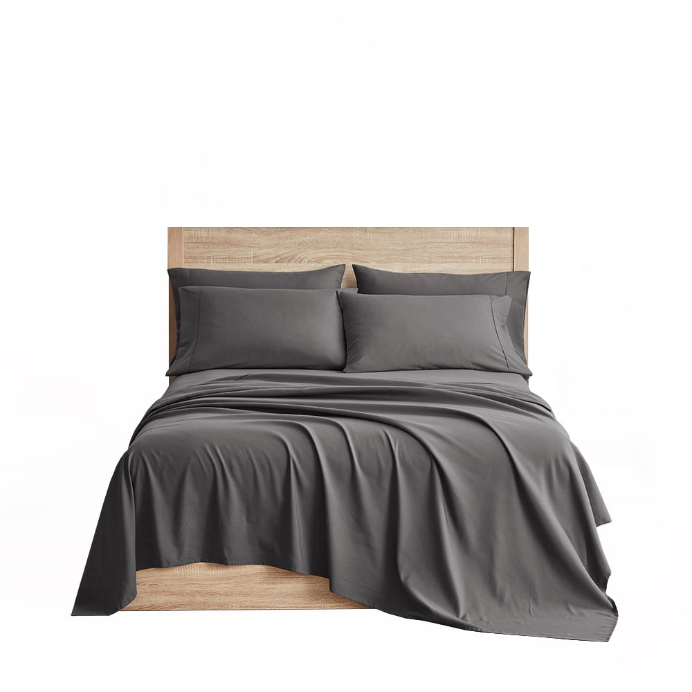 Premium Egyptian Cotton So Soft 3-Piece Dark Gray Sheet Set, Twin - Cooling Hotel Quality Bedding Sheets and Pillowcases Detail